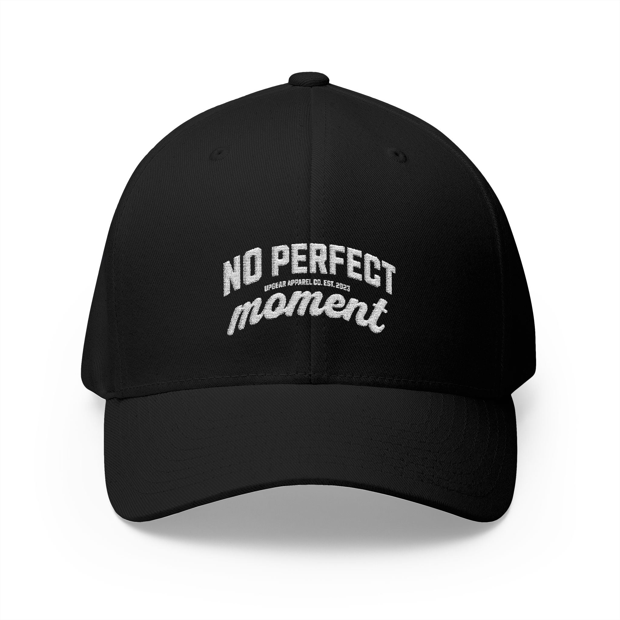 Embroidered 'No Perfect' White Structured Cap