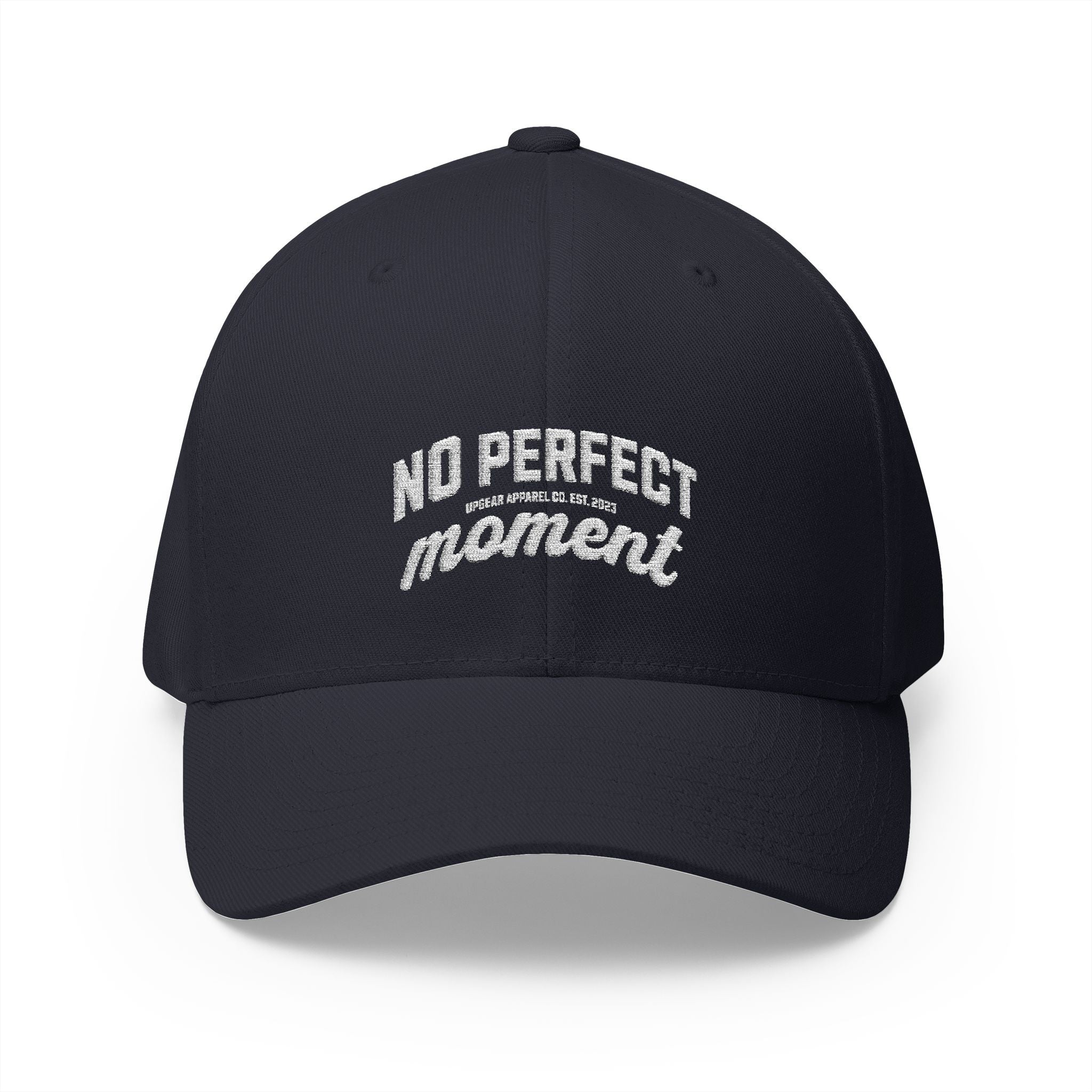 Embroidered 'No Perfect' White Structured Cap