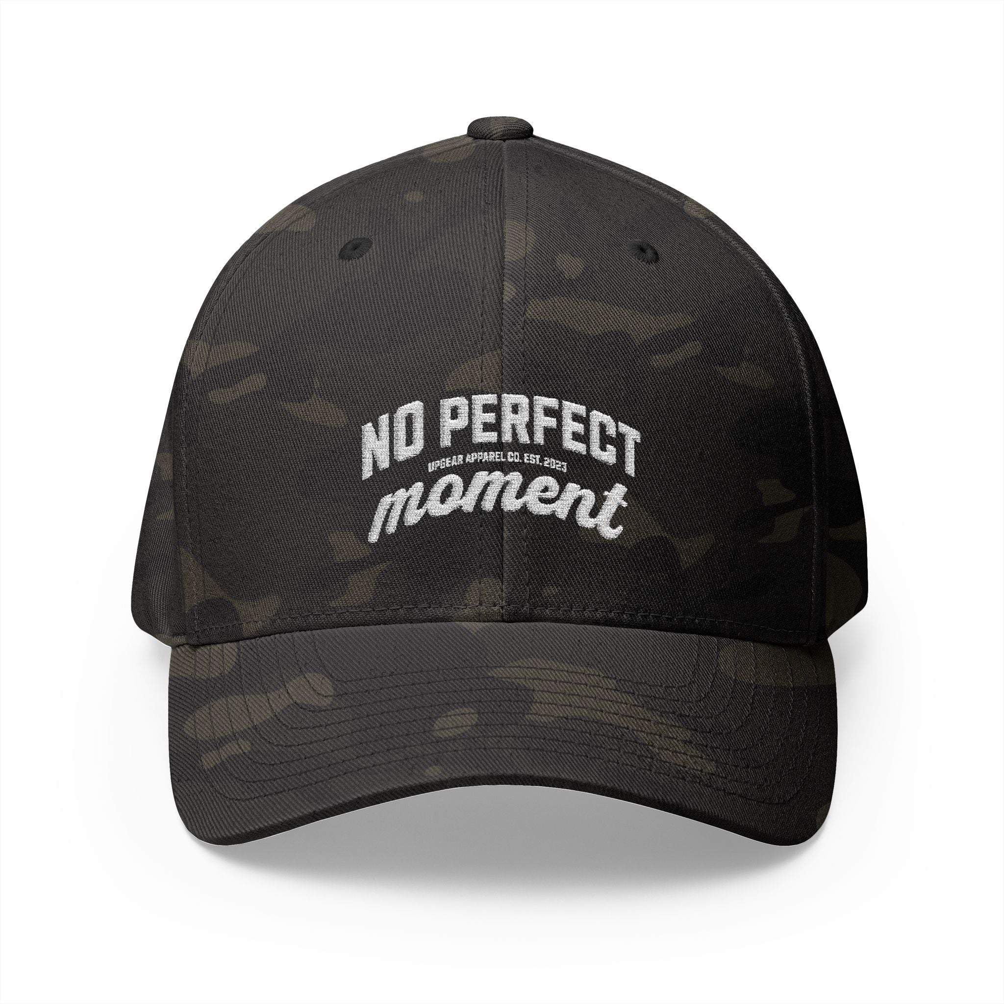 Embroidered 'No Perfect' White Structured Cap