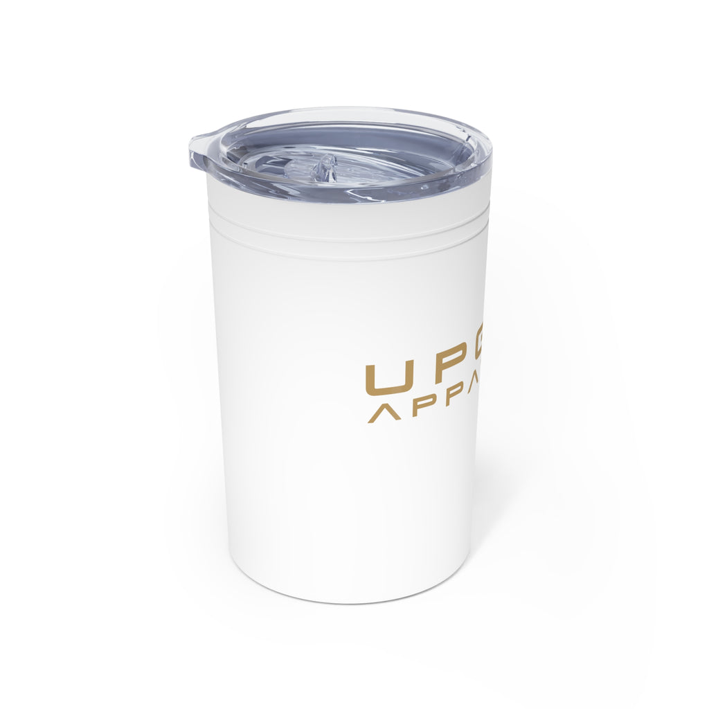 11oz Vacuum Insulated Tumbler — Sleek Travel Cup with Gold Logo