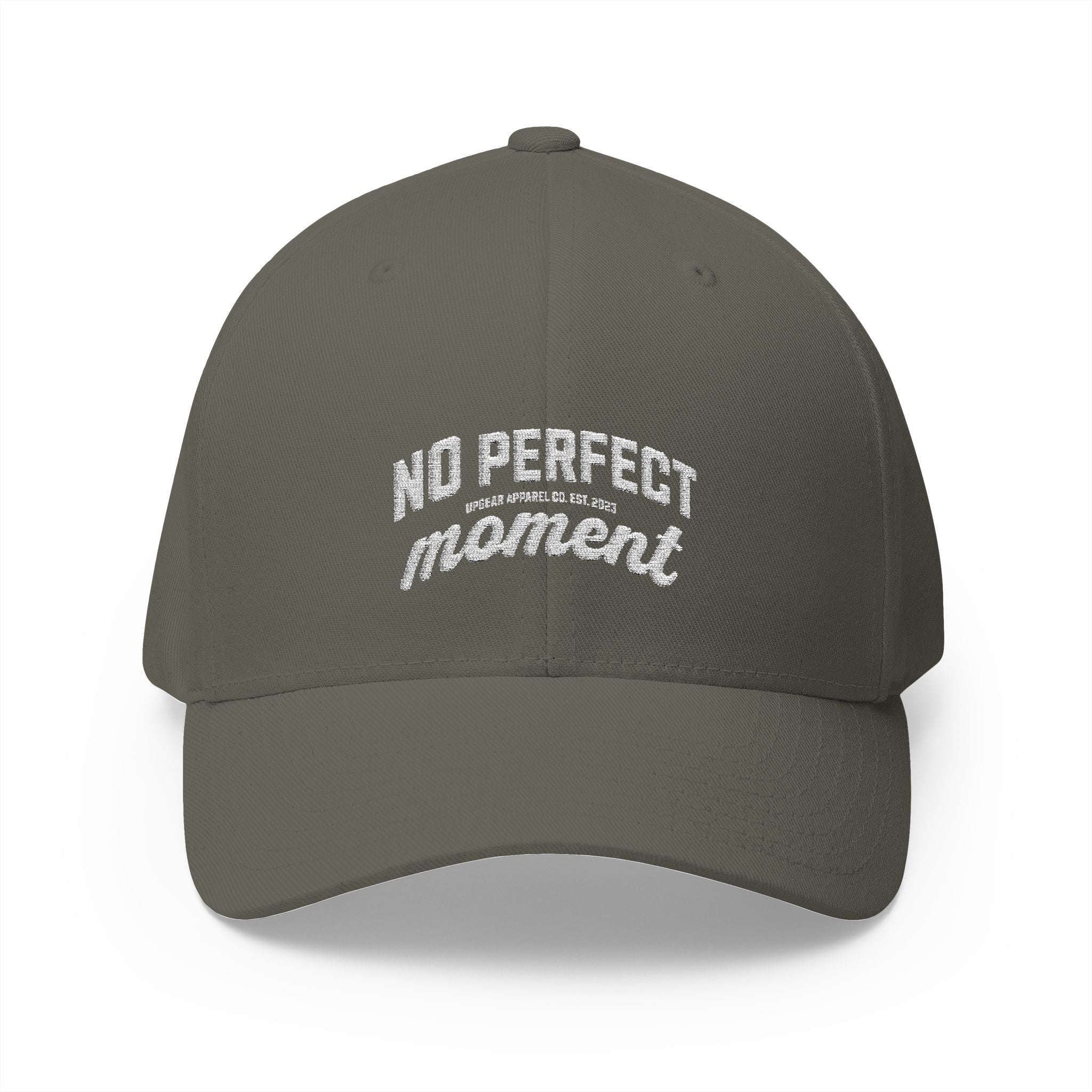 Embroidered 'No Perfect' White Structured Cap