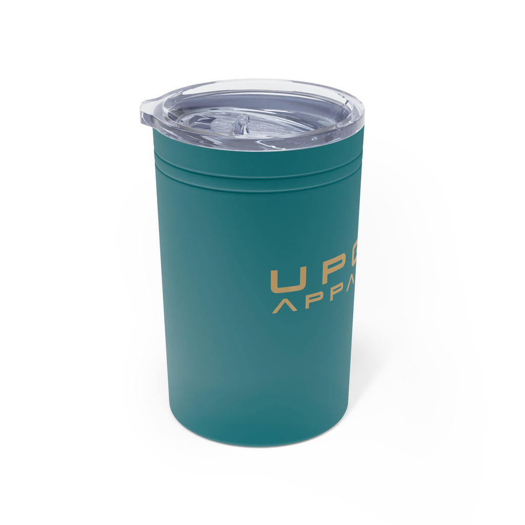 11oz Vacuum Insulated Tumbler — Sleek Travel Cup with Gold Logo