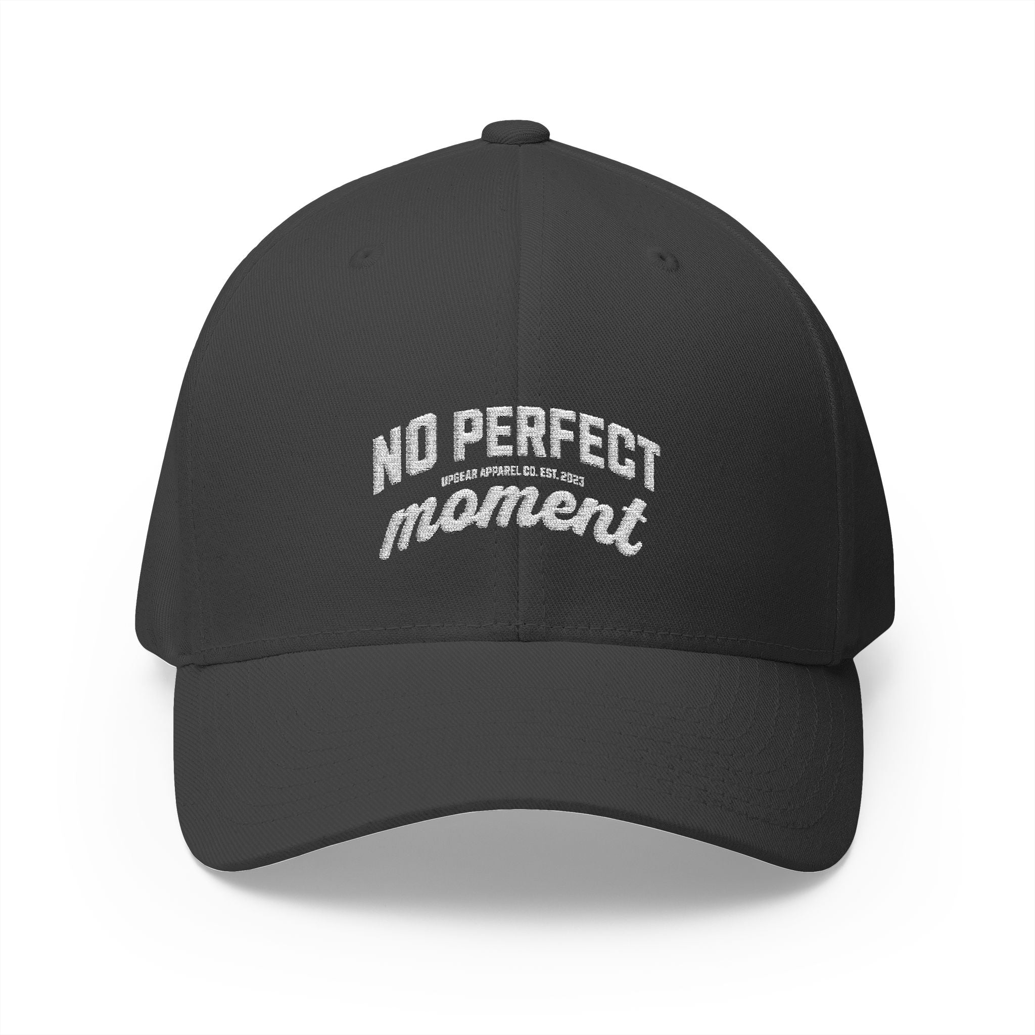 Embroidered 'No Perfect' White Structured Cap