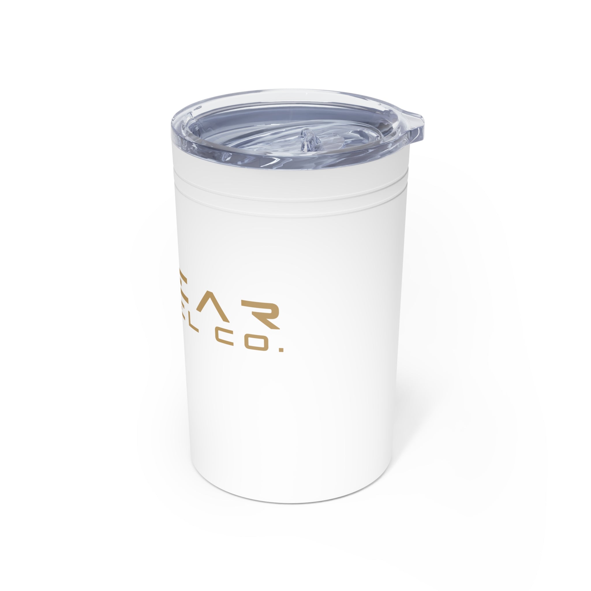 11oz Vacuum Insulated Tumbler — Sleek Travel Cup with Gold Logo